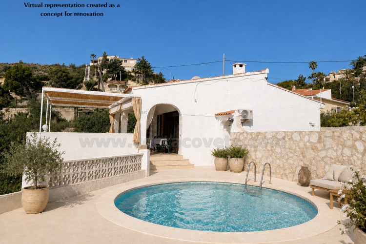 Chalet independiente con vistas al mar y un gran potencial para reformar en Coveta Fumá.