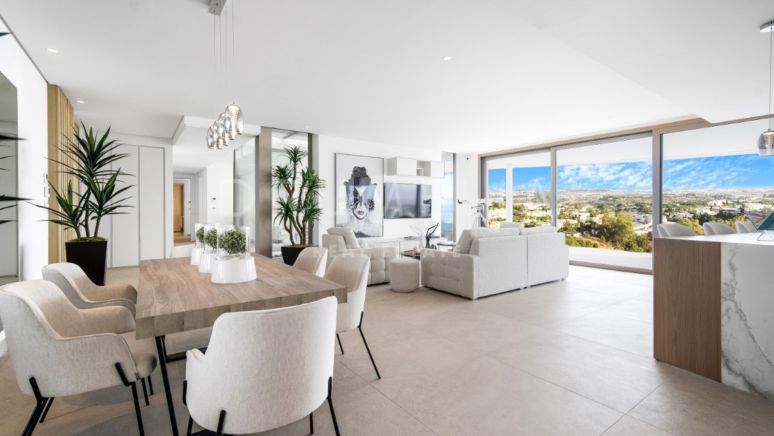 New luxury modern apartment with sea panorama in iconic complex The View, Benahavis