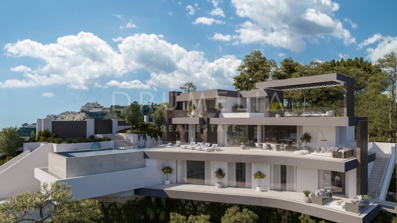 Неординарный новый элитный современный дом с панорамой на море, Marbella Club Golf Resort, Бенахавис