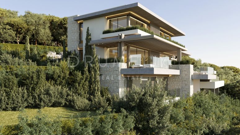 Tomt med bygglov för att bygga en villa med panoramautsikt över havet i Sierra Blanca Country Club- Istan