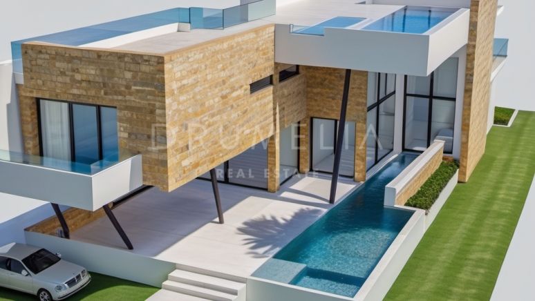 Luxe modern villaproject in eersteklas urbanisatie aan de Golden Mile van Marbella