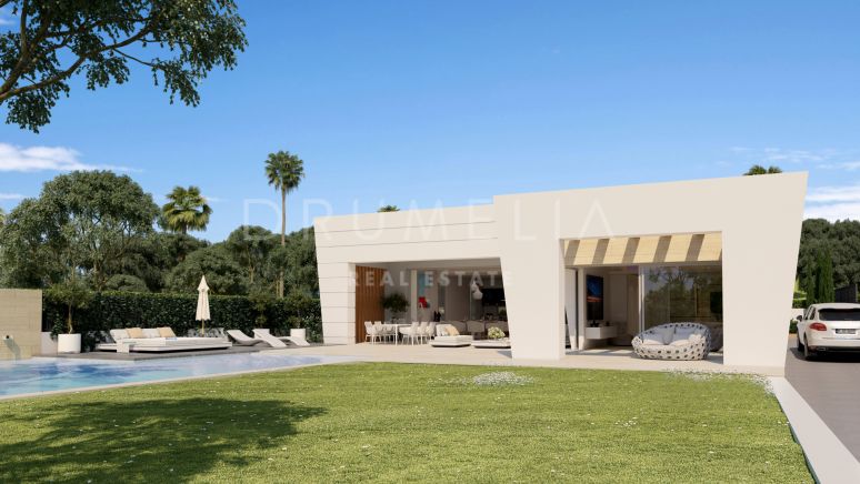 Terrain avec projet de villa moderne de luxe avec piscine à Rocio de Nagüeles, Golden Mile de Marbella