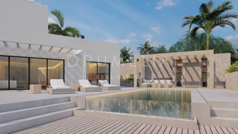 Atemberaubende Luxusvilla im zeitgenössischen Stil mit einem Renovierungsprojekt in Elviria, Marbella Ost, zu verkaufen