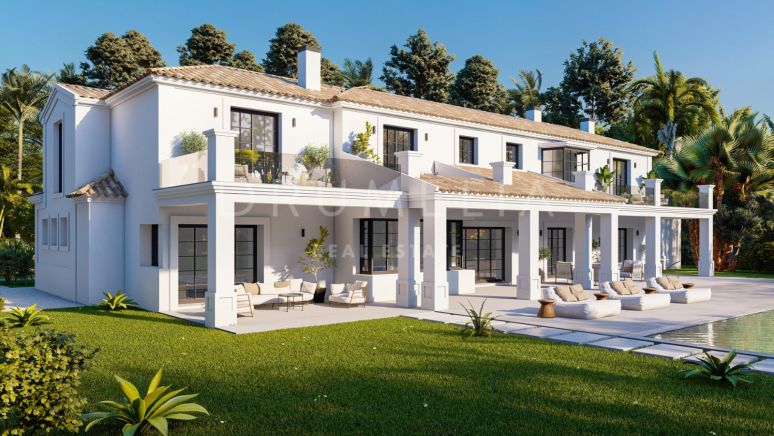 Increíble propiedad de lujo en 1ª línea de golf con 2 casas y piscinas en Guadalmina Baja, Marbella