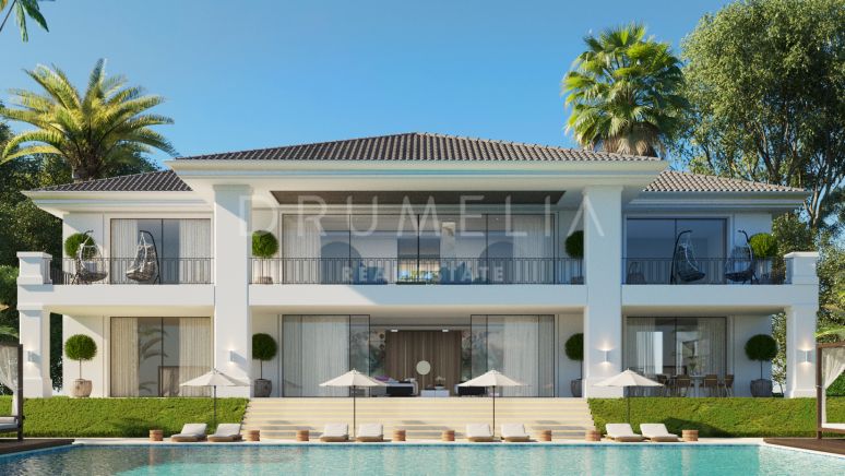 Belle villa de luxe moderne et neuve en première ligne de golf à vendre à La Alqueria, Benahavis.