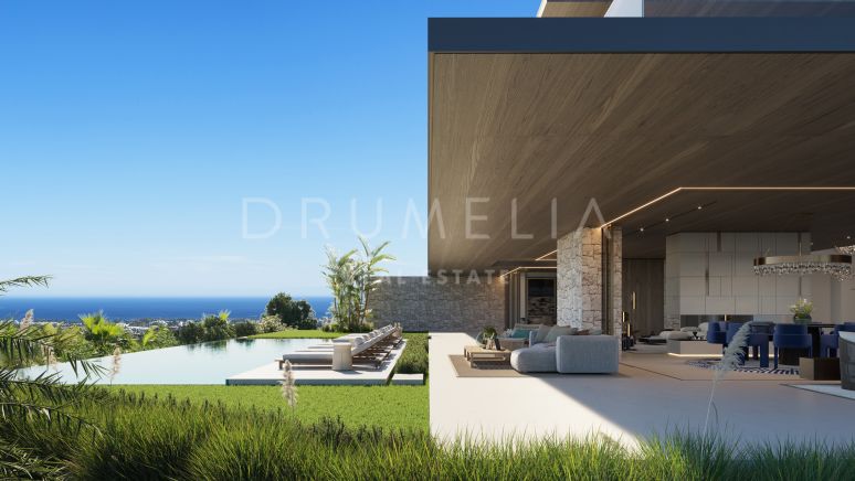 Extraordinary new modern luxury villa with stunning views in El Herrojo Alto, La Quinta, Benahavis