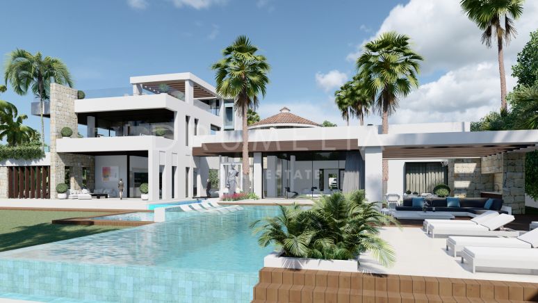 Helt nytt enastående modernt hus med stor tomt och havsutsikt i Rocio de Nagüeles, Marbella Golden Mile (projekt)