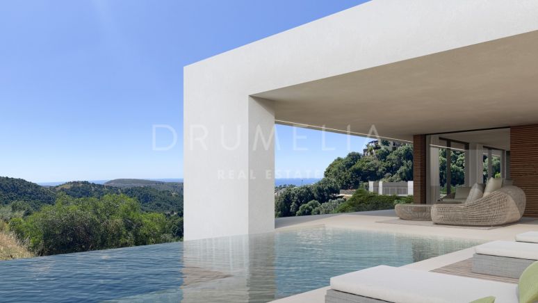 Exceptionellt projekt av modern villa med panoramautsikt över havet och naturen i Monte Mayor, Benahavís
