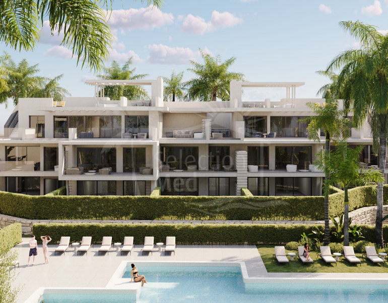 Appartement de luxe à Estepona avec jardin privé et piscine commune