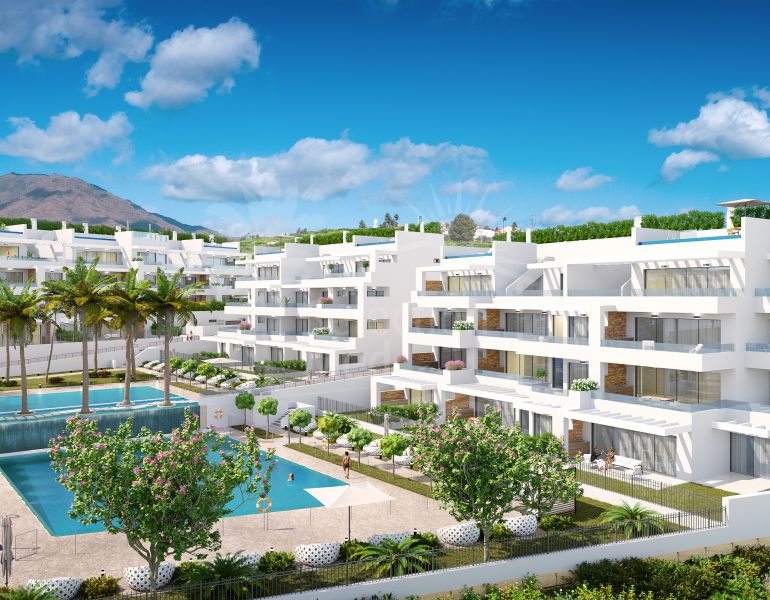 Appartement contemporain de luxe de 2 chambres au rez-de-chaussée à proximité de la ville d'Estepona.