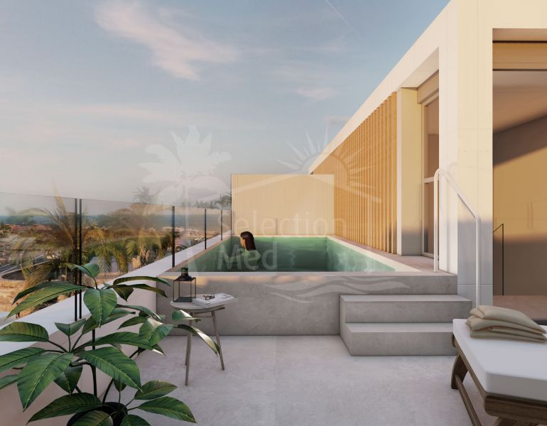 Superbe villa contemporaine de 4 chambres avec vue panoramique à Estepona Golf.
