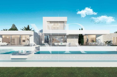 Projet de villa dans l'urbanisation de Los Flamingos Golf avec vue sur la mer à vendre