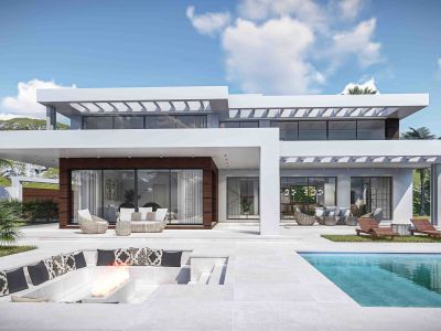 Villa moderna con vistas al mar, urbanización exclusiva de Marbella