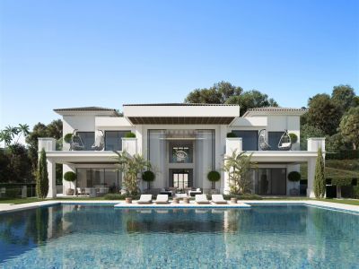 Brand new projects of a modern / contemporary design luxury villas on the first line of the Los Flamingos golf course.