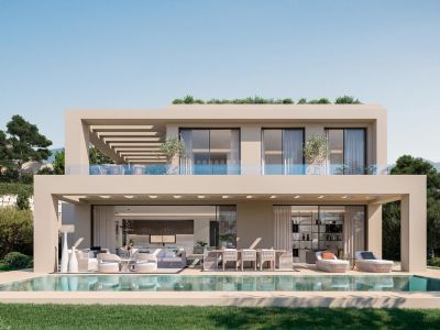 Luxurious new construction villa with a modern style and surrounded by nature in Benahavis