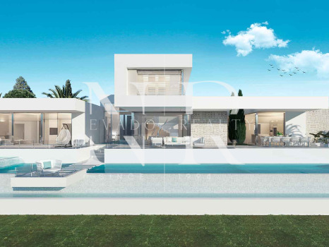 Projet de villa dans l'urbanisation de Los Flamingos Golf avec vue sur la mer à vendre