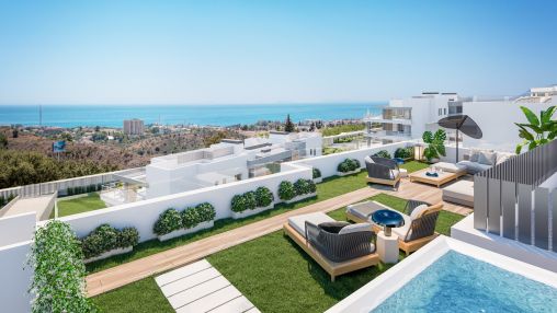 Neue und moderne Wohnanlage mit Panoramablick auf das Meer