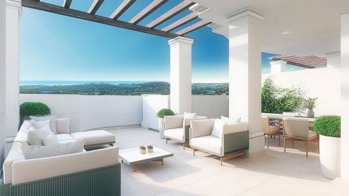 Nueva Andalucia: Amplio apartamento de 3 habitaciones con terraza espaciosa
