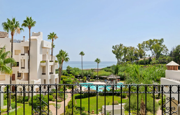 Beautifully renovated, south facing three-bedroom apartment located  in the prestigious gated community of Bahia del Velerin, Estepona
