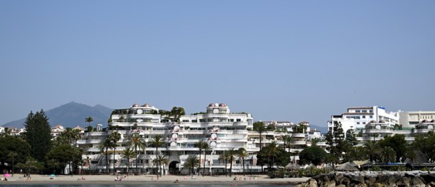 puerto banus beach apartments as seen from just of the beach