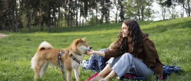 woman playing with her pet dog outdoors, featured image for the article 