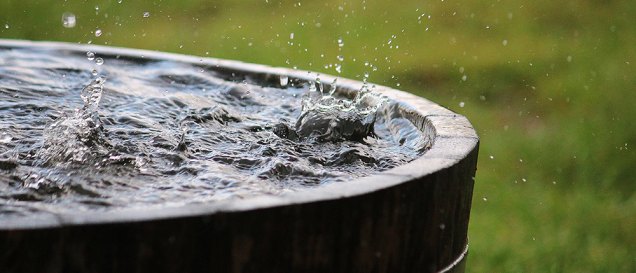 a closeup image of a barrel catching the rain drops, featured image for the article 