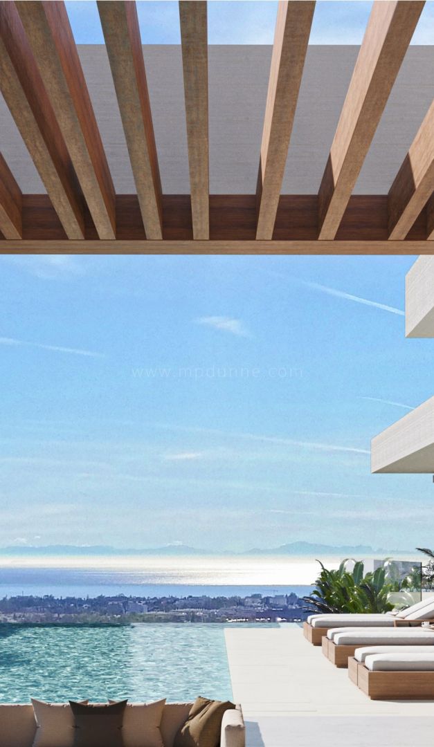 Villa contemporánea en construcción con vistas panorámicas
