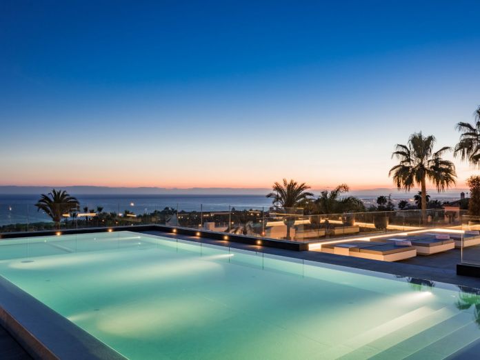 Sunset Mediteranean Sea View from swimming pool in Sierra Blanca Marbella