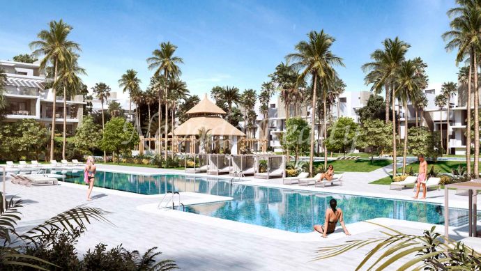 					Off-plan flats and penthouses in gated community with social club and tropical gardens
			