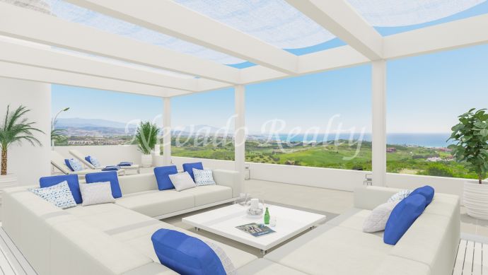 					Penthouses, apartments and townhouses with views to the sea and golf
			
