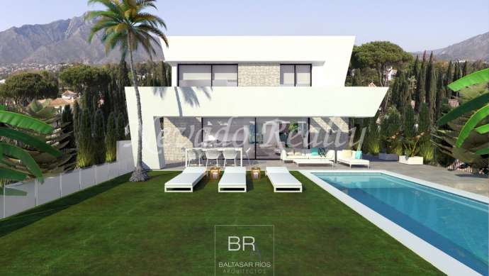 New modern villa project for sale with sea views in Mijas