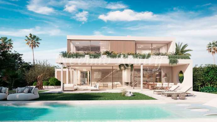 Villa en Benahavis con vistas al mar y golf en venta