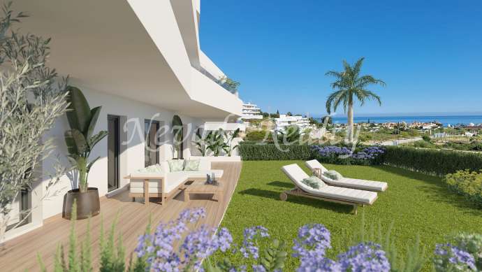 New build flats in Estepona with panoramic views for sale.