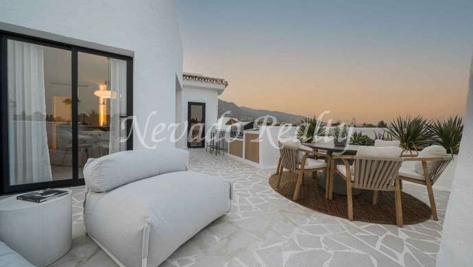 Scandinavian style penthouse in Marbella's Golden Mile for sale.