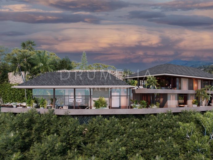 Extraordinary brand new modern designer villa with Balinese theme in Puerto del Almendro, Benahavis.