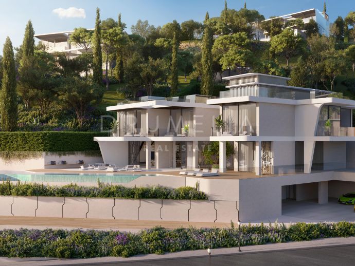 Prachtige gloednieuwe moderne villa met panoramisch uitzicht op zee in La Alqueria, Benahavís