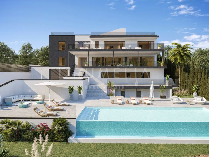 Fabuleuse villa de luxe moderne en construction avec vue panoramique à Sotogrande Alto