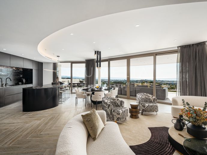 The View Earth - Moderno apartamento en planta baja en nueva promoción ecológica con vistas panorámicas al mar en Benahavís