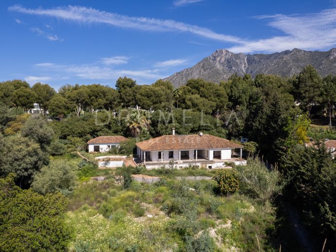 Tomt med villa som ska renoveras i den prestigefyllda enklaven i Marbellas Golden Mile