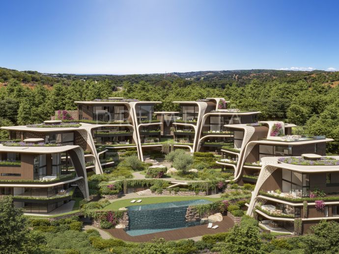 Ny innovativ lyxig takvåning med panoramautsikt i ett miljövänligt residens i Sotogrande