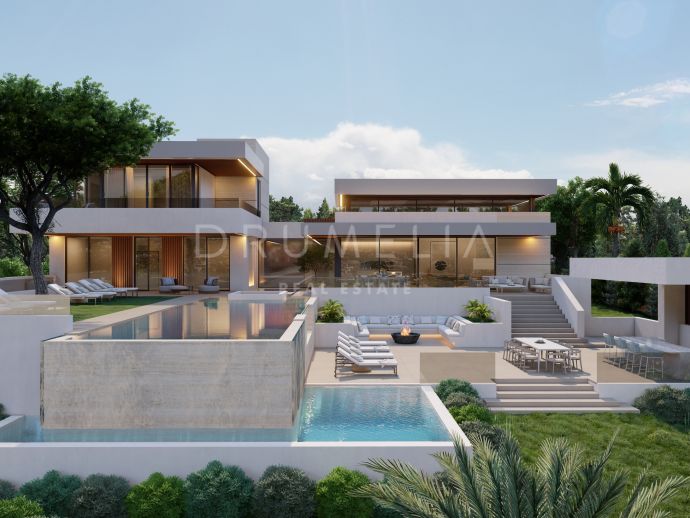 Uitstekend perceel met bouwvergunning en project van modern huis in Las Brisas, Nueva Andalucía