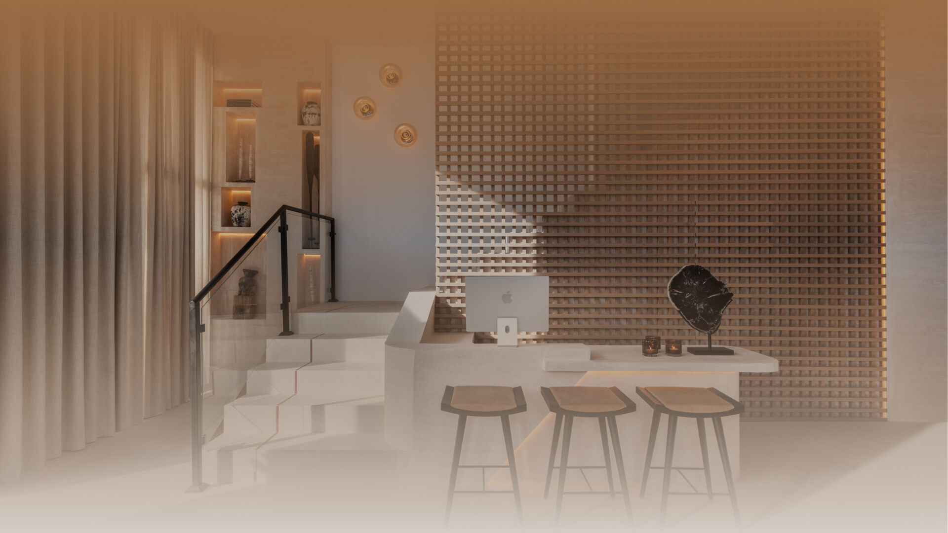 Homerun Brokers Office reception on The Golden Mile Marbella by Slettvoll interior design