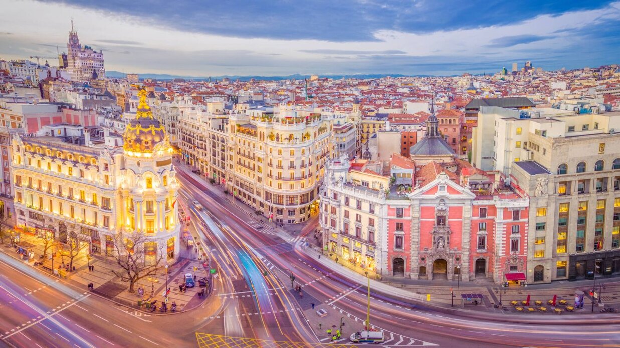 Gran Vía, one of the most famous roads in Madrid's city centre 