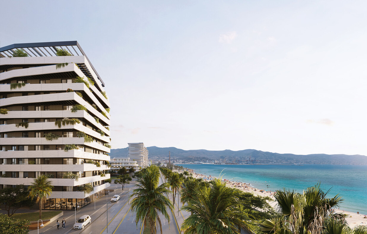 The Octavia Malaga tower is located along the prestigious Avenida Pacífic, beachfront on Malaga's Golden Mile in one of the mos emerging Malaga locations