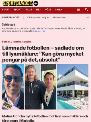 Matías Concha standing next to Erling Haaland with a modern building in the background