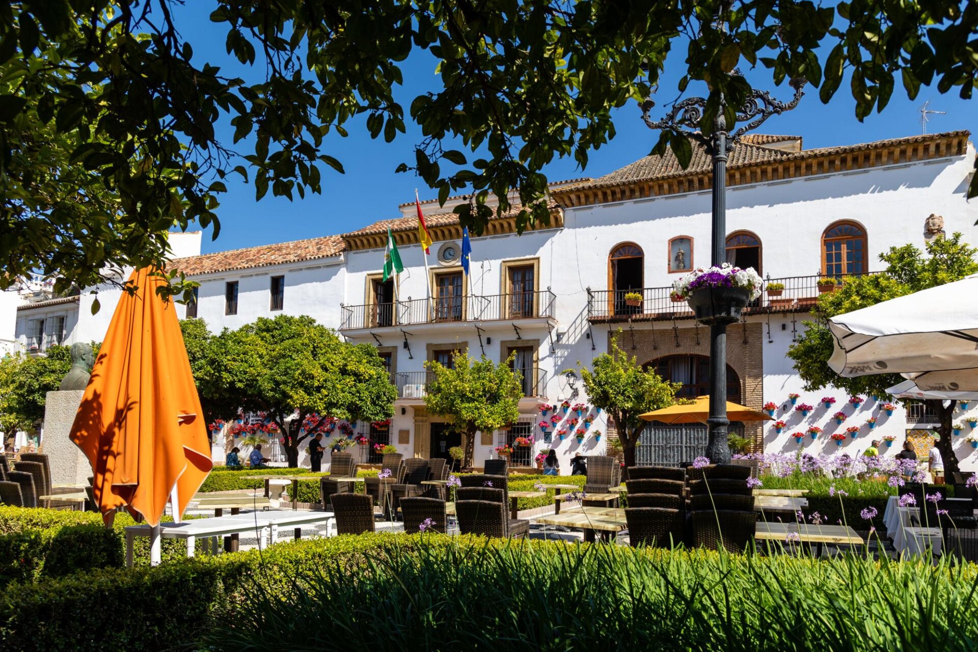 Marbella town hall representing local property taxes such as IBI and municipal obligations
