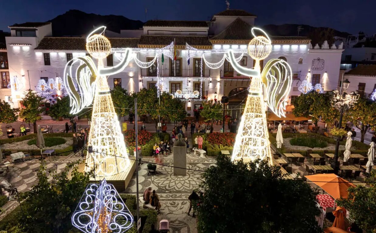 Marbella Christmas lights and festive atmosphere in the town square