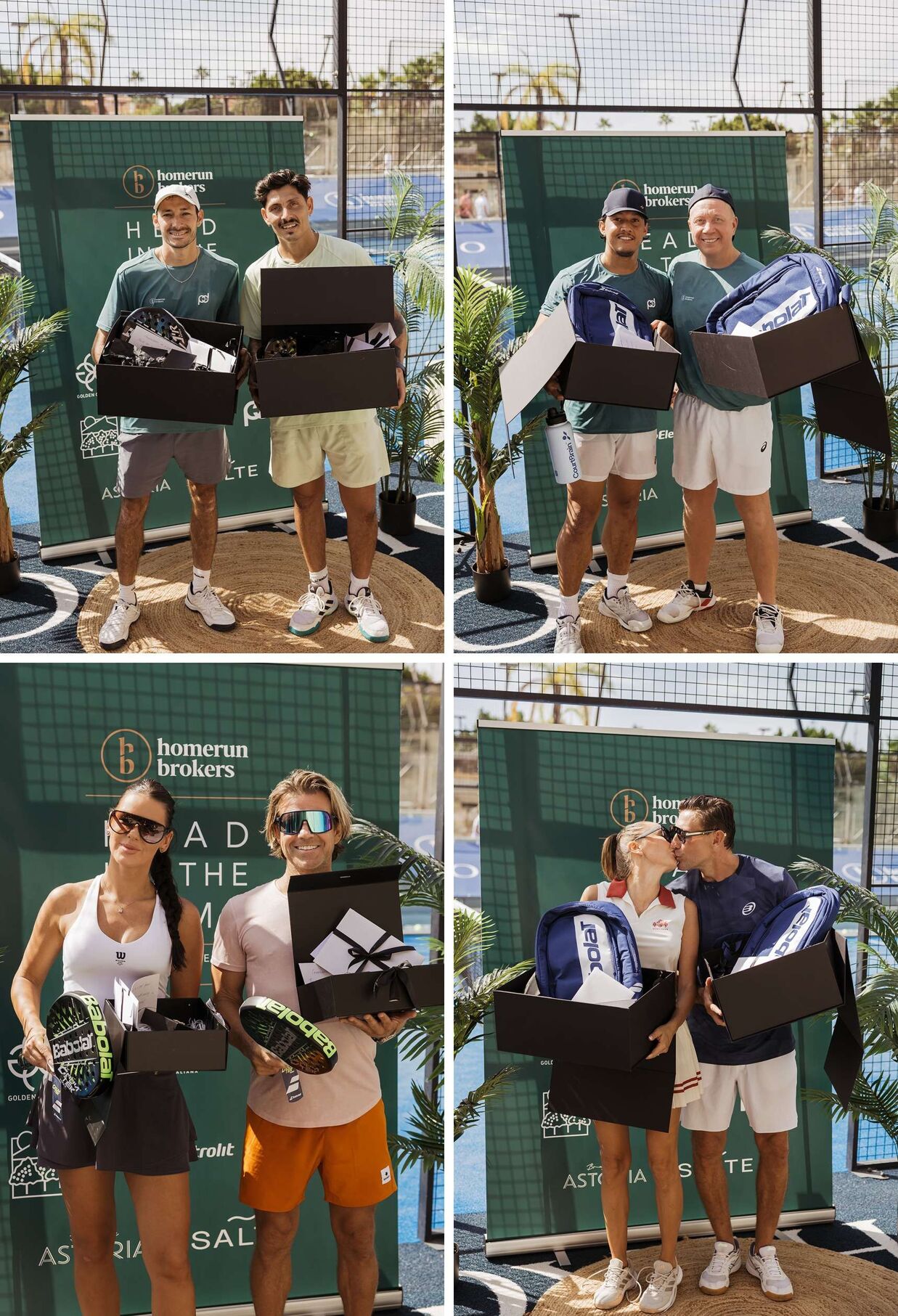 Winners of the Homerun Brokers 6th Annual Padel Tournament celebrating their achievements at Nueva Alcántara Club in Marbella.