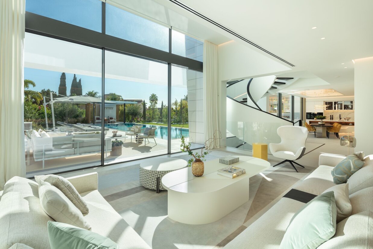 Luxurious living room in a villa in Marbella
