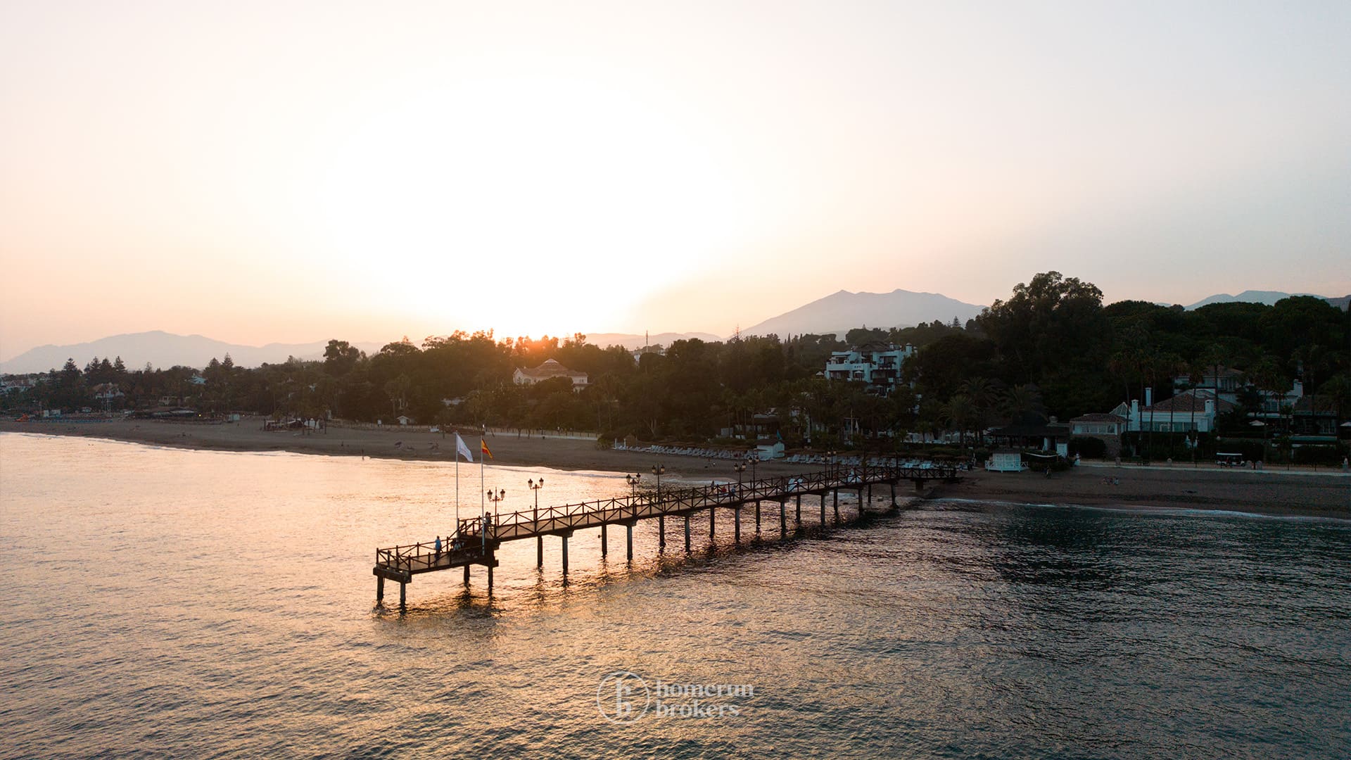 The iconic bridge located on the beach of the Marbella Club Hotel on The Golden Mile in Marbella.